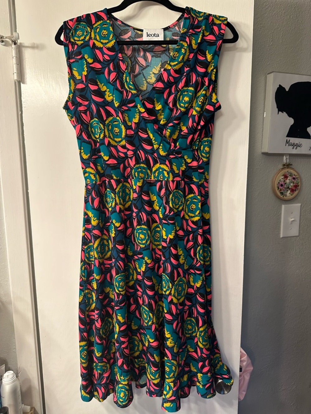Leota Green Floral Sleeveless Fit & Flare Dress